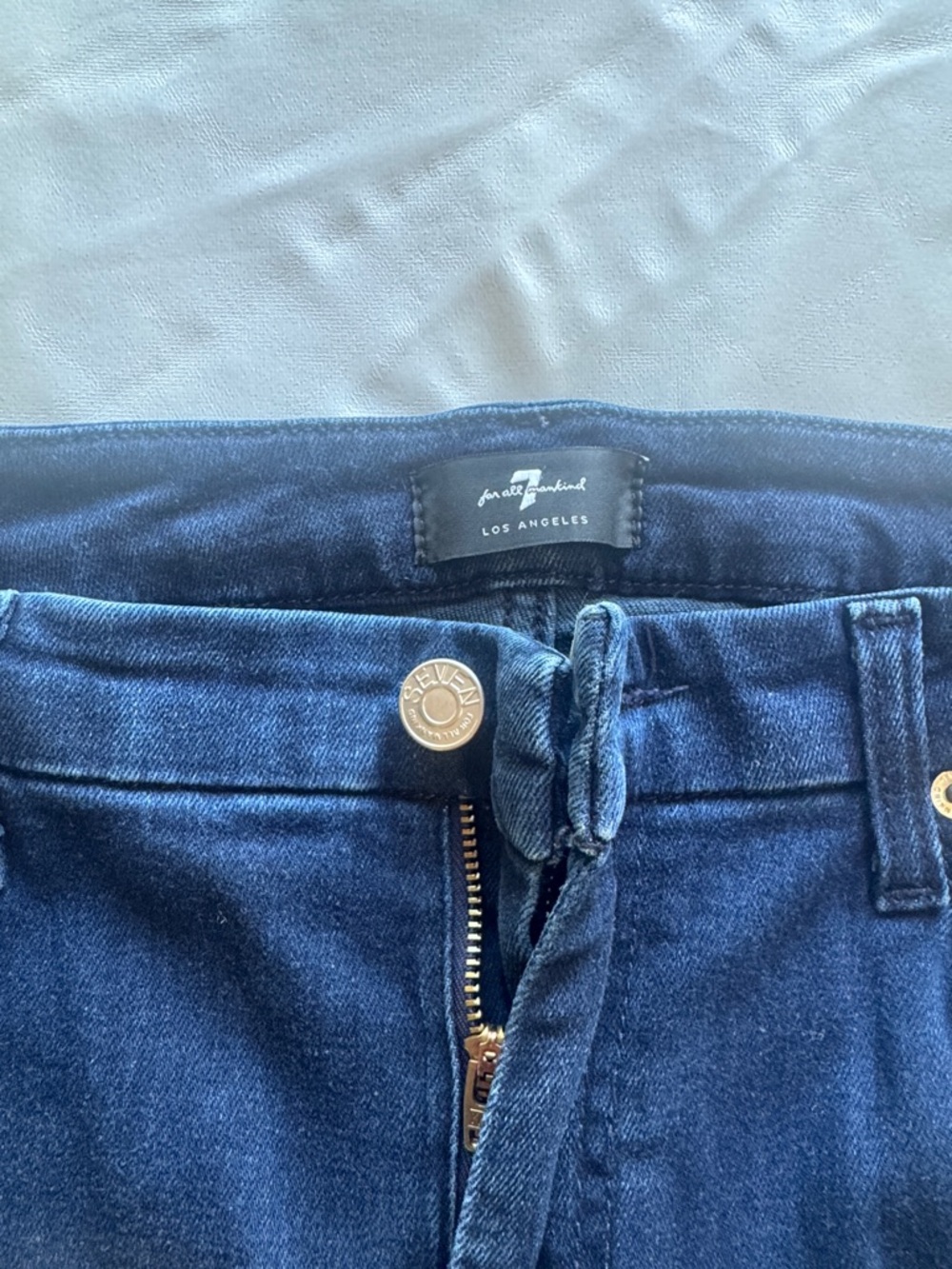 7 For All Mankind Dark Blue Straight Jeans - Picture 3 of 7